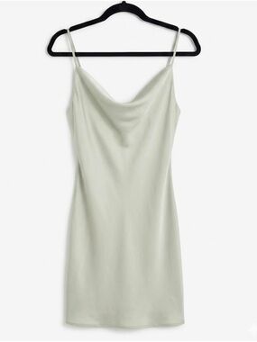 Urban Outfitters Light Sage Cowl Slip Mini Dress